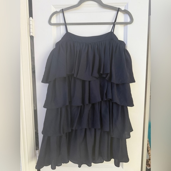 NWOT KOCH Ruffled Tier Black Dress Strappy Formal Elegant Ruffle Dress Size XS/S - Picture 2 of 5